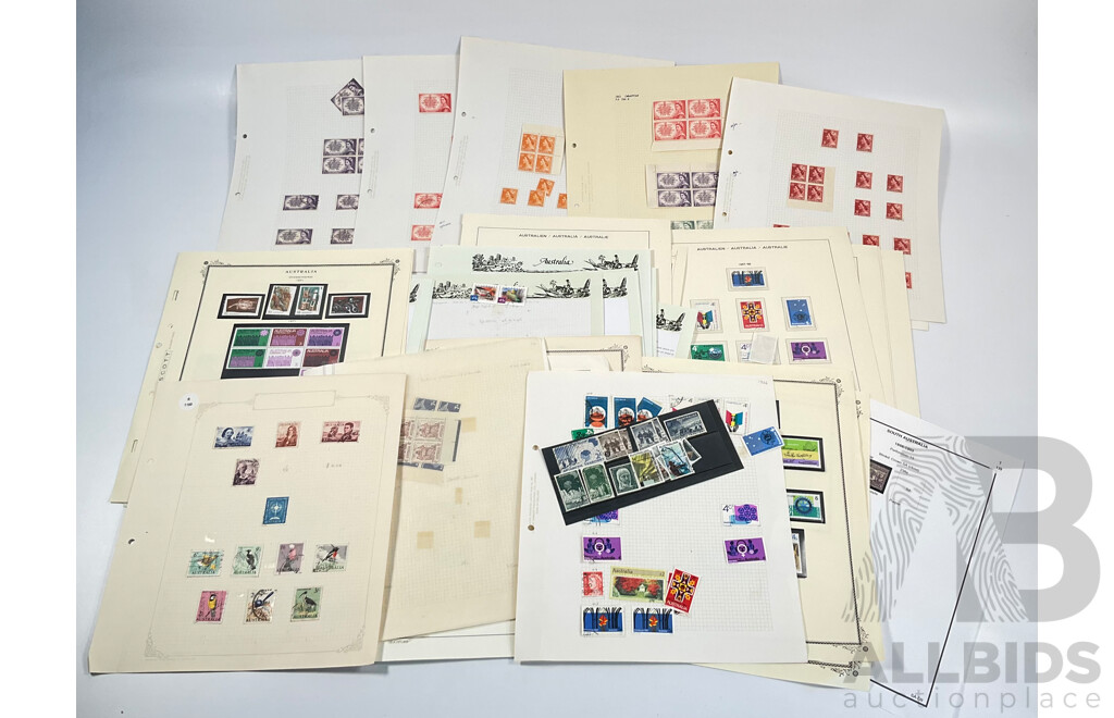 Collection Australian Stamps in Seven Seas and Scotts Pages, Predecimal to Decimal, QE2 1953 Coronation Mint Block Set, QV South Australia 1929/30 Kangaroo on Map and More