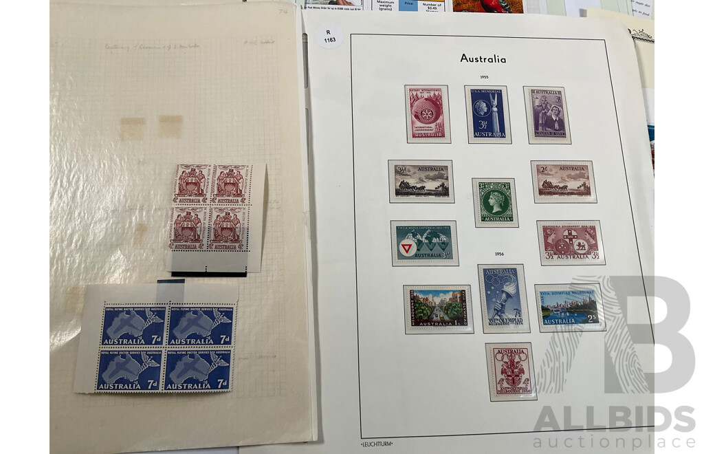 Collection Australian Stamps in Seven Seas and Scotts Pages, Predecimal to Decimal, QE2 1953 Coronation Mint Block Set, QV South Australia 1929/30 Kangaroo on Map and More