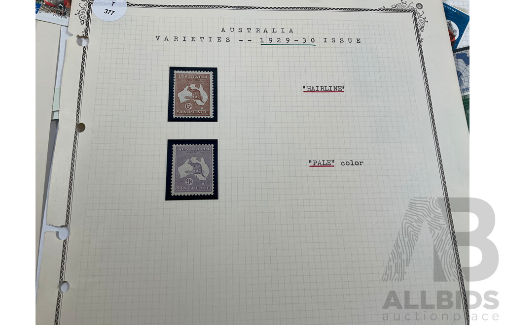 Collection Australian Stamps in Seven Seas and Scotts Pages, Predecimal to Decimal, QE2 1953 Coronation Mint Block Set, QV South Australia 1929/30 Kangaroo on Map and More