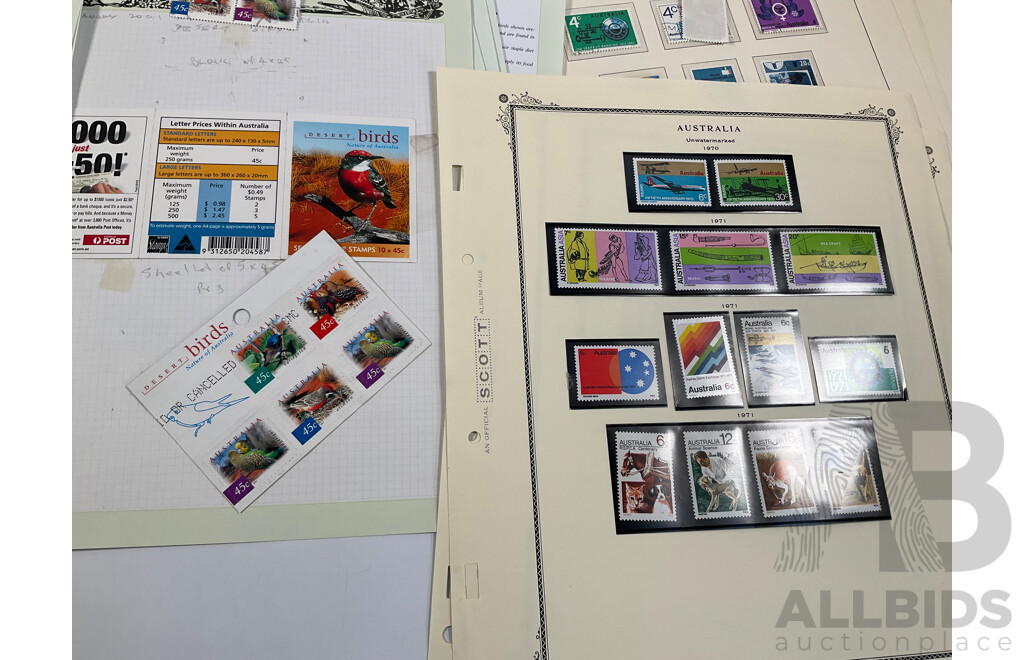 Collection Australian Stamps in Seven Seas and Scotts Pages, Predecimal to Decimal, QE2 1953 Coronation Mint Block Set, QV South Australia 1929/30 Kangaroo on Map and More
