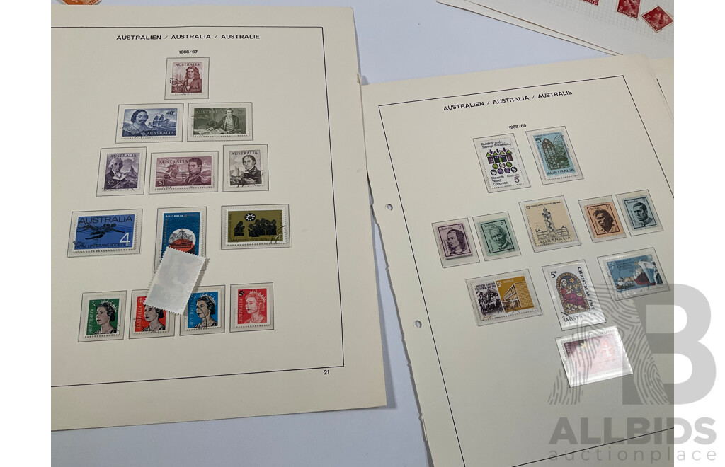 Collection Australian Stamps in Seven Seas and Scotts Pages, Predecimal to Decimal, QE2 1953 Coronation Mint Block Set, QV South Australia 1929/30 Kangaroo on Map and More