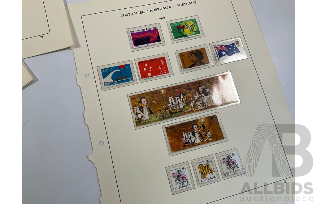 Collection Australian Stamps in Seven Seas and Scotts Pages, Predecimal to Decimal, QE2 1953 Coronation Mint Block Set, QV South Australia 1929/30 Kangaroo on Map and More