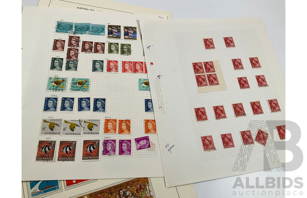 Collection Australian Stamps in Seven Seas and Scotts Pages, Predecimal to Decimal, QE2 1953 Coronation Mint Block Set, QV South Australia 1929/30 Kangaroo on Map and More