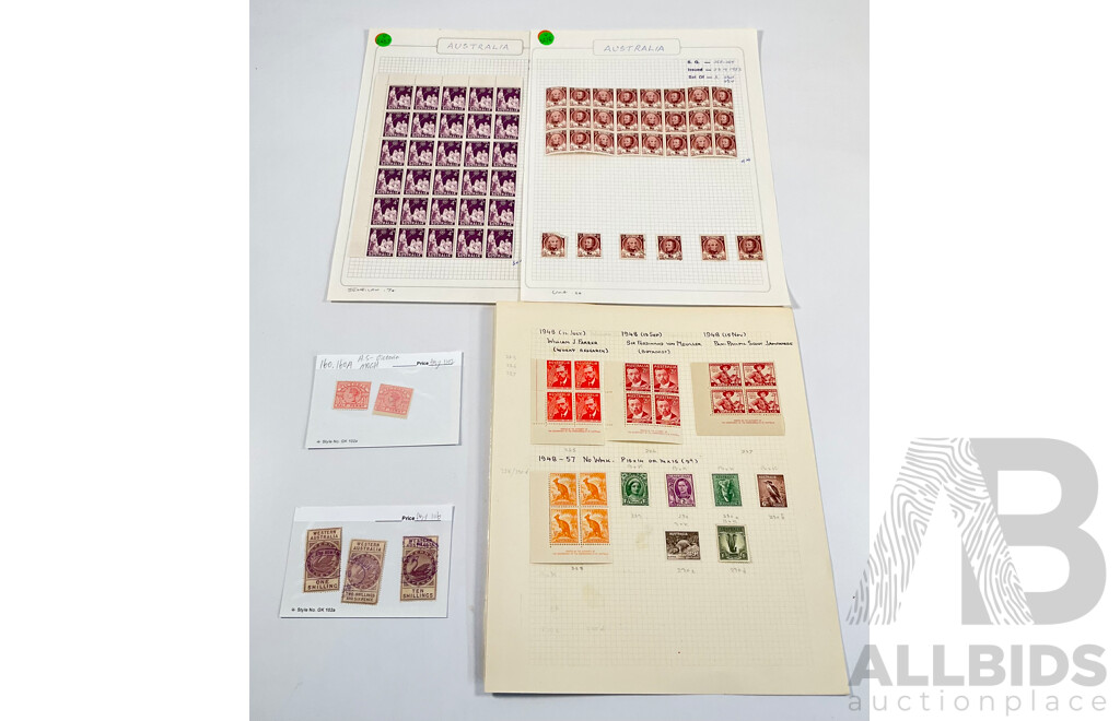 Australian Predecimal Stamps Including Western Australia 1890's Revenue Stamps to Ten Shillings, Victoria QV Mint Hinged, 1940's-50's Mint Hinged Blocks