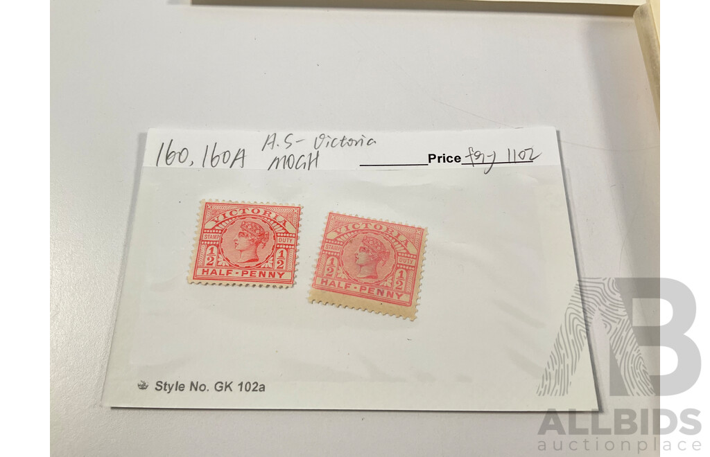 Australian Predecimal Stamps Including Western Australia 1890's Revenue Stamps to Ten Shillings, Victoria QV Mint Hinged, 1940's-50's Mint Hinged Blocks