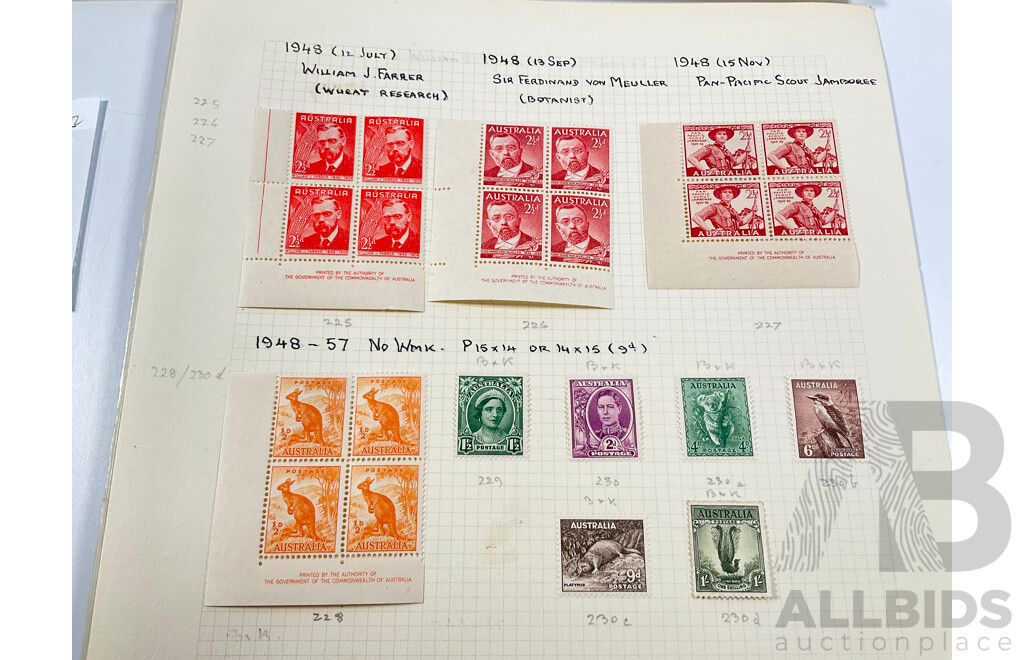 Australian Predecimal Stamps Including Western Australia 1890's Revenue Stamps to Ten Shillings, Victoria QV Mint Hinged, 1940's-50's Mint Hinged Blocks