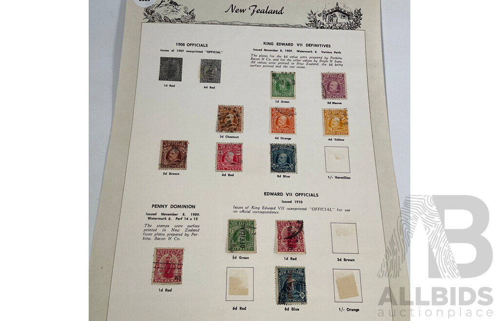 Collection of Vintage and Antique Stamps Including New Zealand, Papua New Guinea, Samoa Jamaica