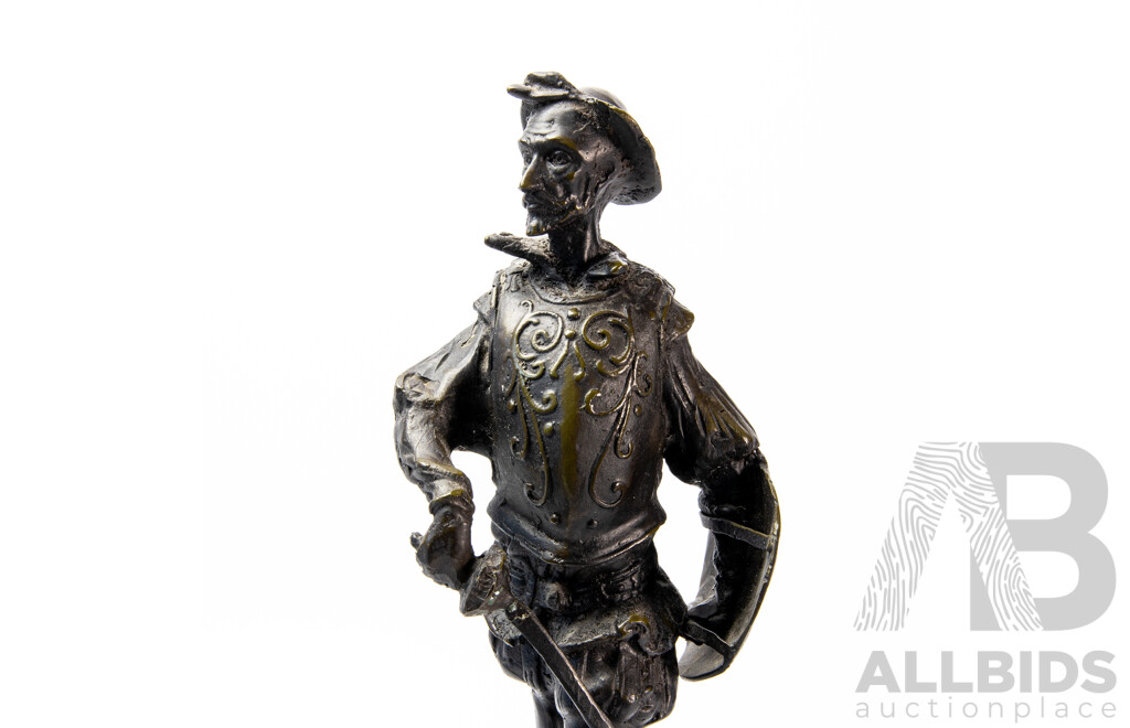 Wonderful Cast Metal and Stone Sculpture of Don Quixote, 36 Cm (approximate height)