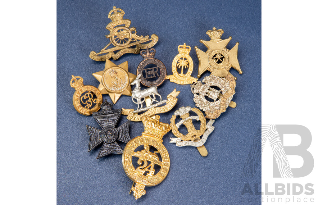 Collection of 11 Vintage British & Australian Military Cap Badges – WW2 & Post-War