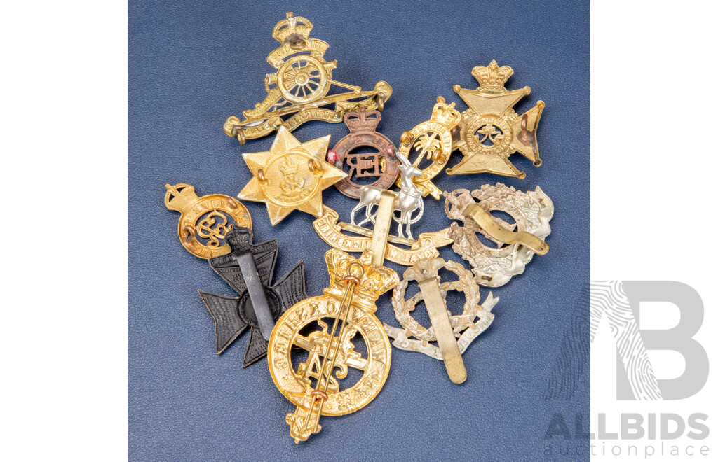 Collection of 11 Vintage British & Australian Military Cap Badges – WW2 & Post-War