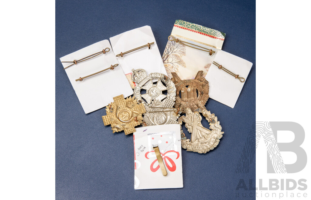 Collection of Scottish and English Military Cap Badges (10 Pieces)