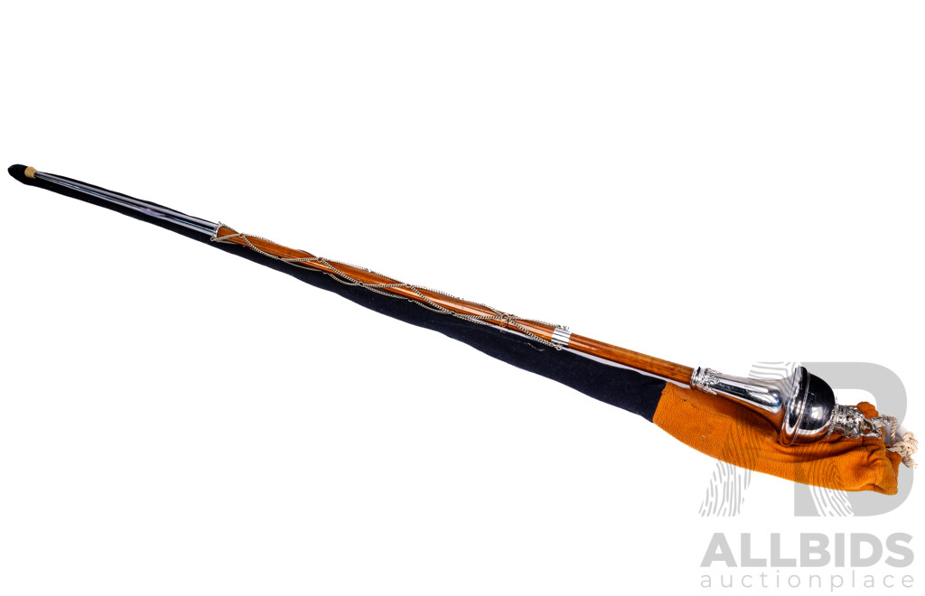 Wonderful Vintage Lion Crown Head Drum Major Mace Stave and Stick, 154 cm (length)