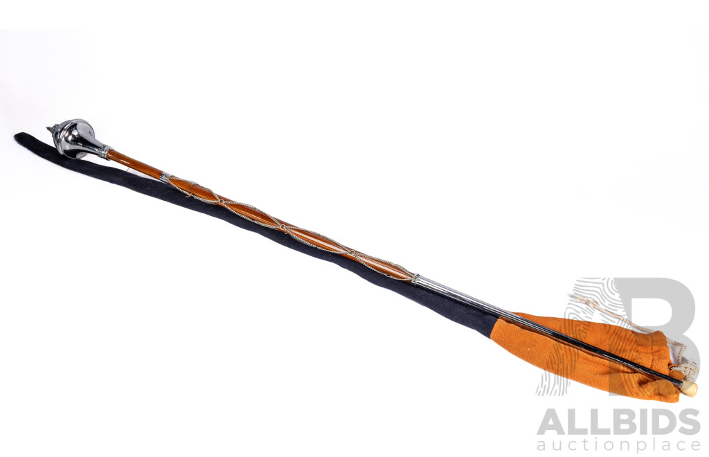 Wonderful Vintage Lion Crown Head Drum Major Mace Stave and Stick, 154 cm (length)