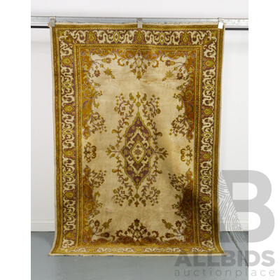 Authentic Hand-Made Kashmiri Chain-Stitch Embroidery Wool Rug, 123W x 180L cm