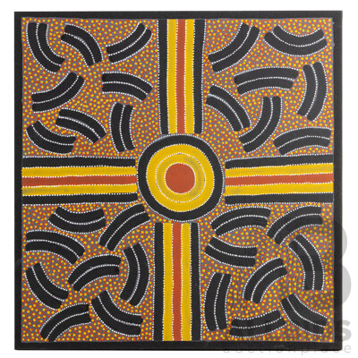 Lindsay Bird (20th Century, Indigenous-Australian, c1945-2024), Mulga Seed (2013), Original Acrylic on Canvas, 64H x 63W cm