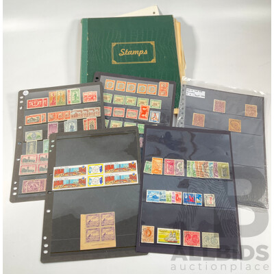 Album of Vintage British Empire Stamps Including Mint, Mint Hinged, Aden, Ascension, Brunei, Caymen Islands, Ceylon, Falkland Islands, Hong Kong, South Africa, Kenya New Zealand Seven Seas, Niue, St Lucia, Straits Settlements, Samoa and More