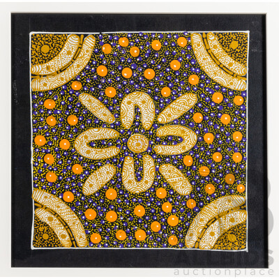 Maggie Bird Mpetyarre (20th Century, Indigenous-Australian, 1973-), Women's Ceremony (2019), Original Acrylic on Canvas, 40H x 40W cm (frame)