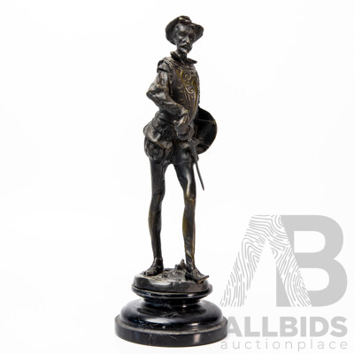 Wonderful Cast Metal and Stone Sculpture of Don Quixote, 36 Cm (approximate height)