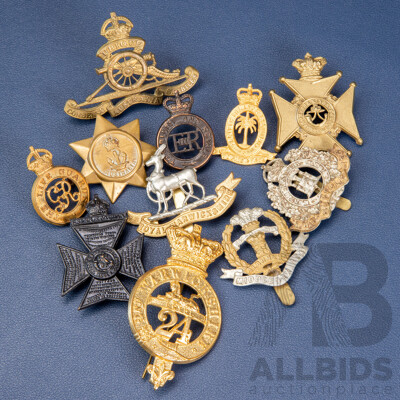 Collection of 11 Vintage British & Australian Military Cap Badges – WW2 & Post-War