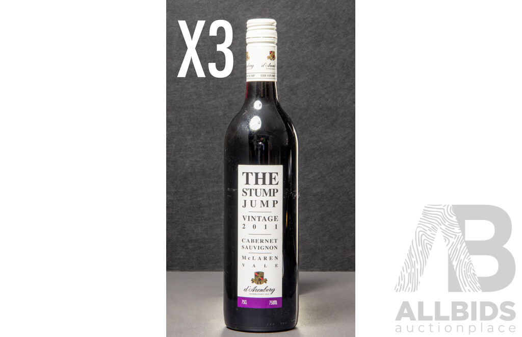 D'Arenberg the Stump Jump Cabernet Sauvignon Vintage 2011 - Lot of Three