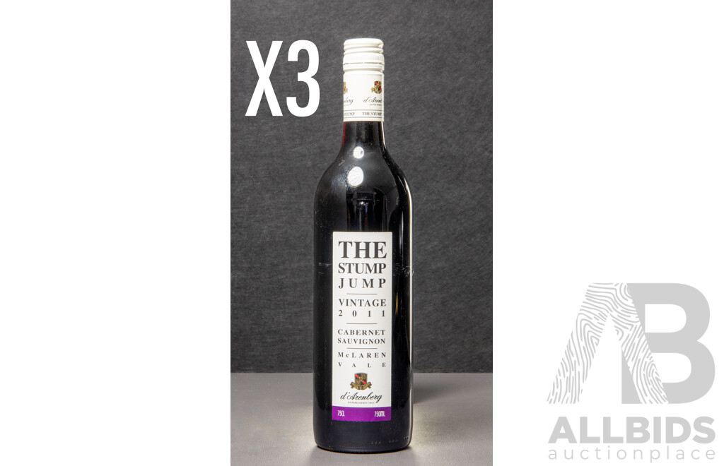 D'Arenberg the Stump Jump Cabernet Sauvignon Vintage 2011 - Lot of Three
