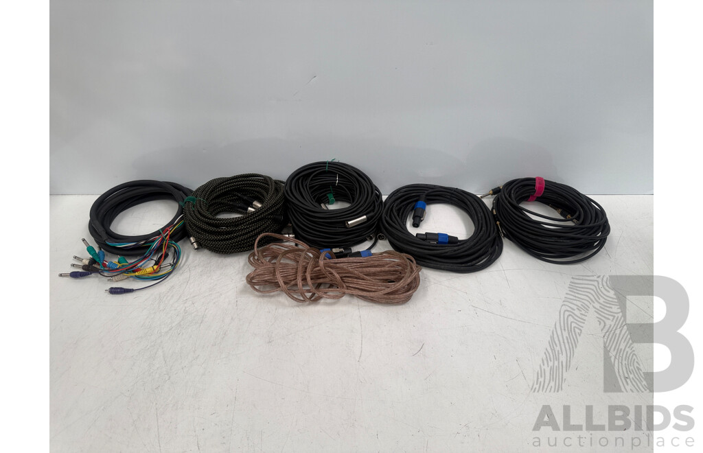 Bag of Assorted Cables & Connectors (Audio Equipment)