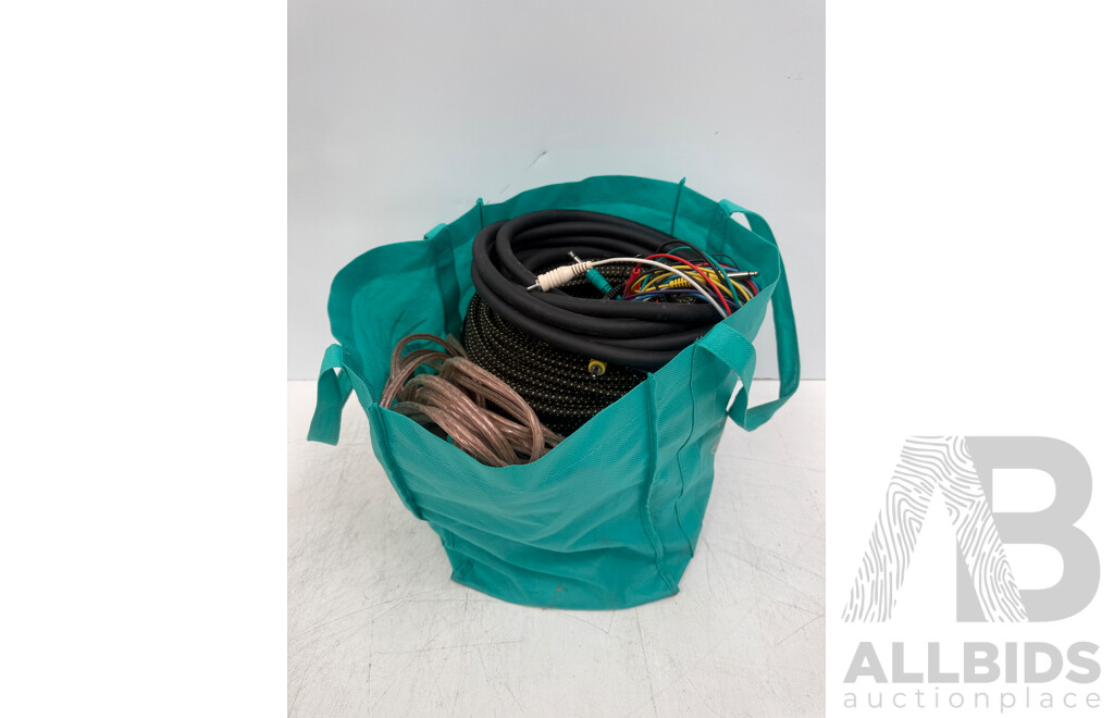 Bag of Assorted Cables & Connectors (Audio Equipment)