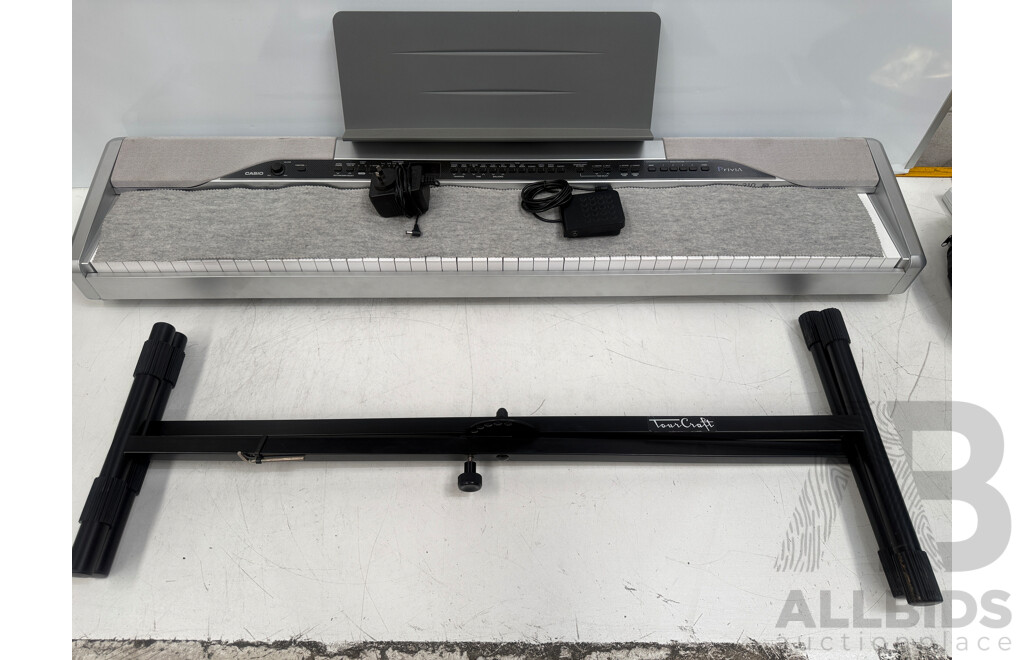 Casio Privia Px310 - 88Key - Keyboard + Tour Craft Keyboard Stand + Gold/Chrome Popup Light Cast