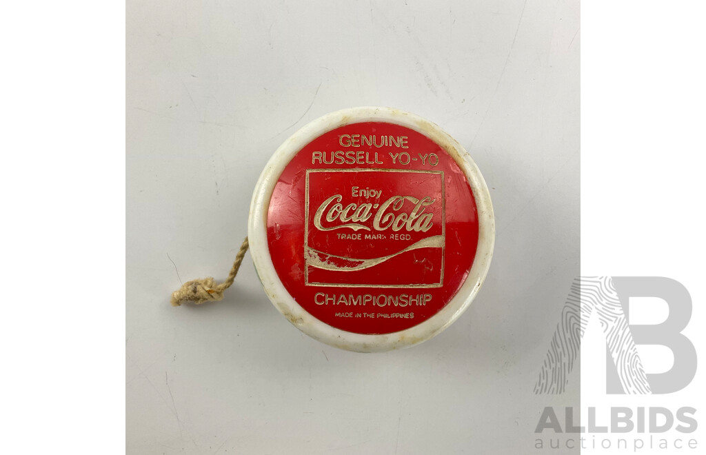Three Vintage Yo-Yos Including Coca Cola Russell Championship, Ovaltine and  Glow in the Dark