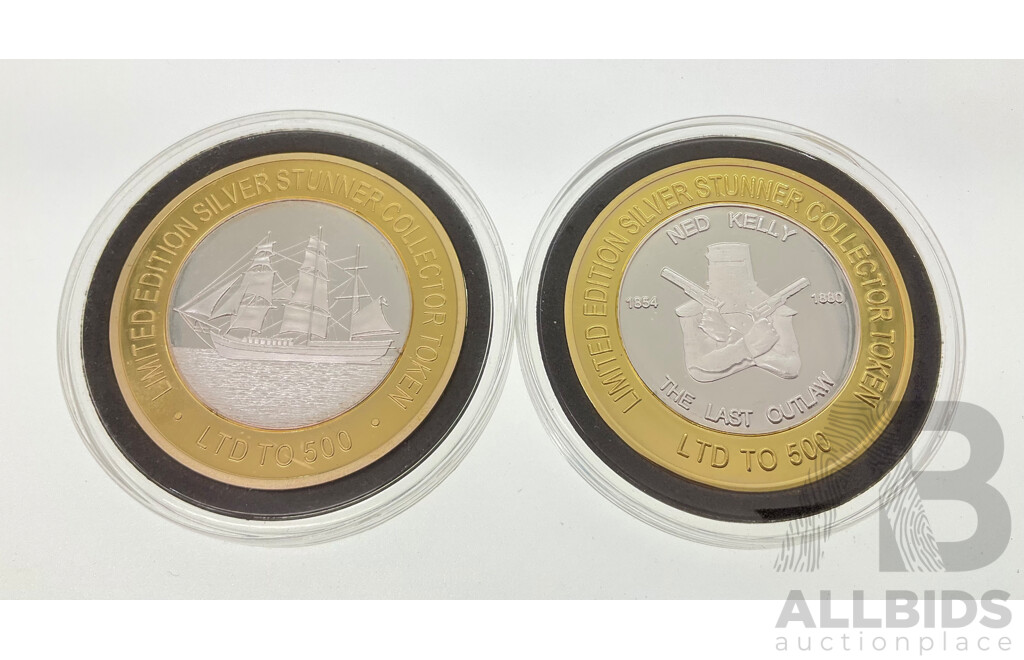 Two Australian Silver Stunner Tokens Including Ned Kelly and the The Bounty