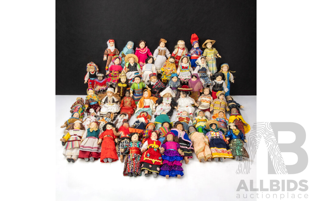 Large Collection Porcelain Dolls of the World Along with Accompanying Magazine   RTV