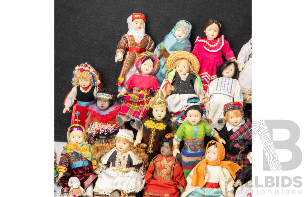 Large Collection Porcelain Dolls of the World Along with Accompanying Magazine   RTV