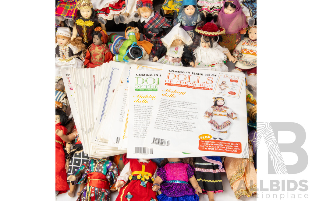 Large Collection Porcelain Dolls of the World Along with Accompanying Magazine   RTV