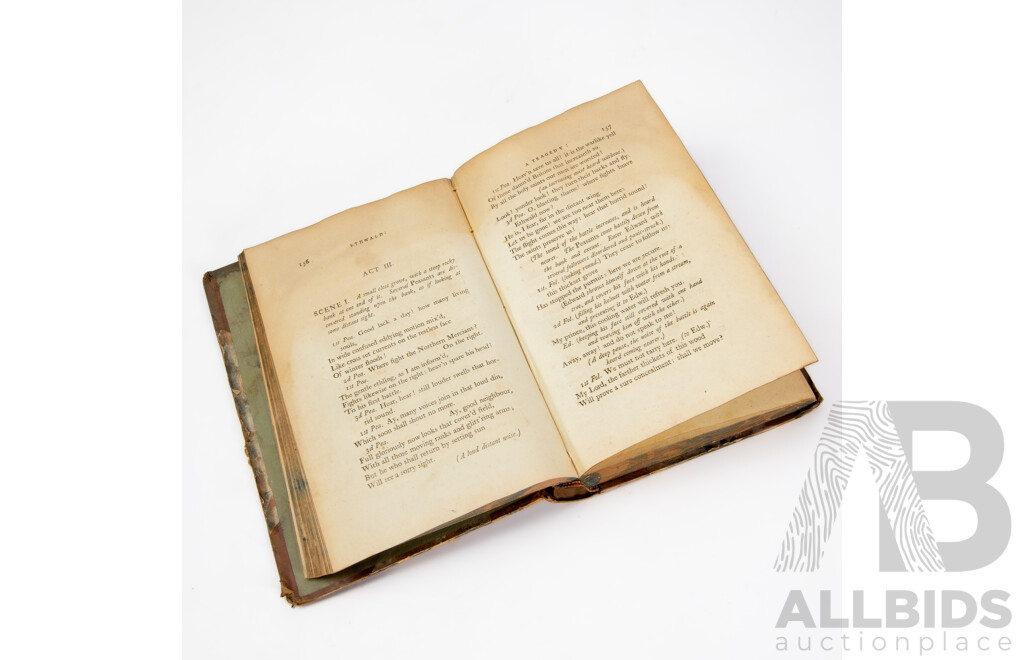 Antique Copy of Baillies's Plays of The Passions- Volume II, Joanna Baillie, Second Edition, T Cadall, 1802
