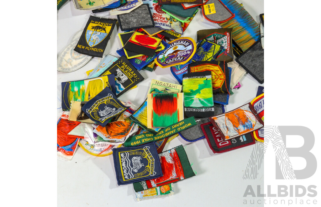 Collection of Vintage Fabric Badges with Australian Beers Tea Towel and Apron