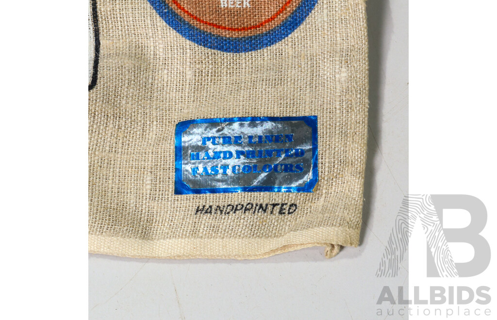 Collection of Vintage Fabric Badges with Australian Beers Tea Towel and Apron