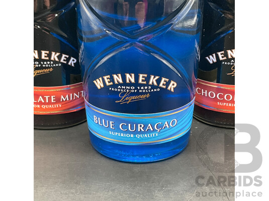 WENNEKER Cafe Liqueur 700ml, WENNEKER Blue Curacao 700ml - Lot of 3