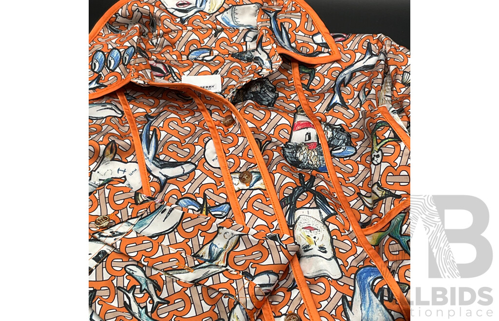 Riccardo Tisci Marine TB Monogram Silk Shirt Branded BURBERRY