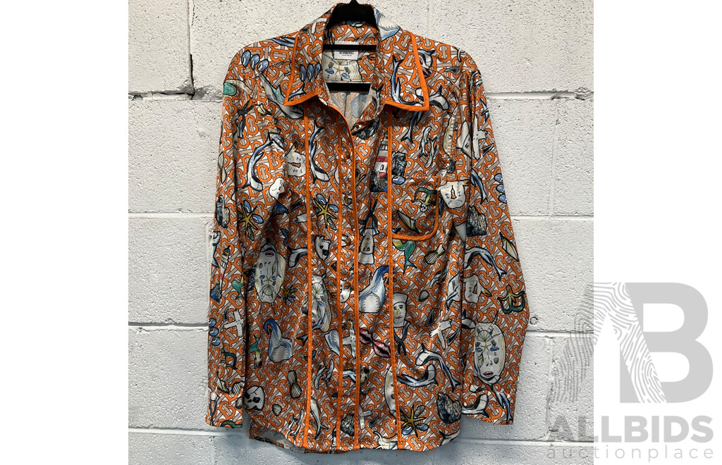 Riccardo Tisci Marine TB Monogram Silk Shirt Branded BURBERRY