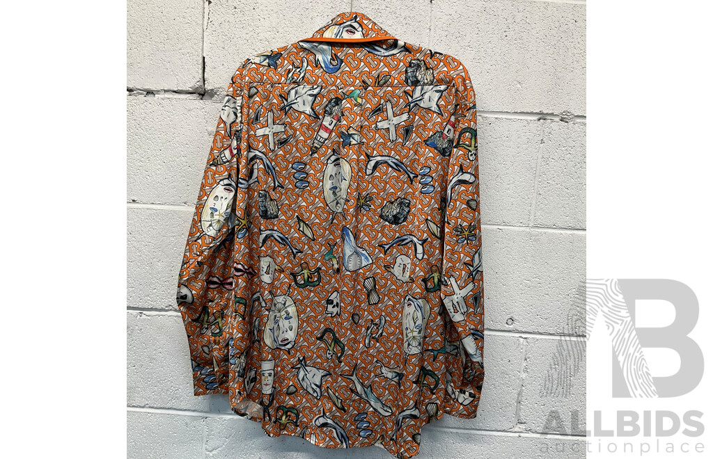 Riccardo Tisci Marine TB Monogram Silk Shirt Branded BURBERRY