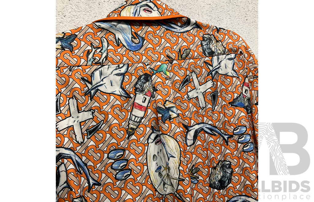 Riccardo Tisci Marine TB Monogram Silk Shirt Branded BURBERRY
