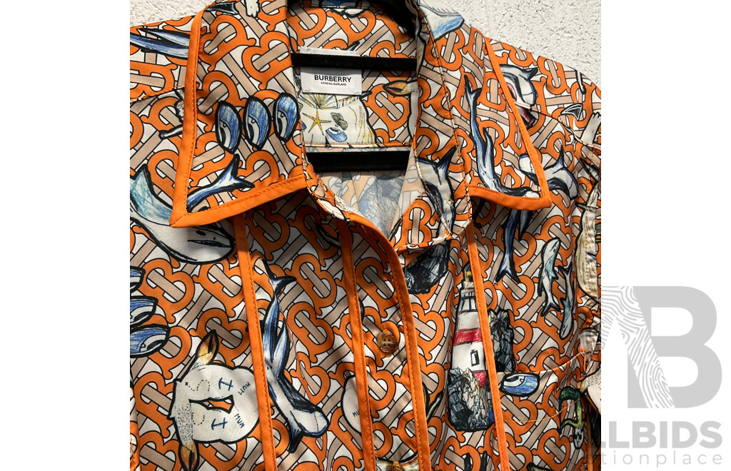 Riccardo Tisci Marine TB Monogram Silk Shirt Branded BURBERRY