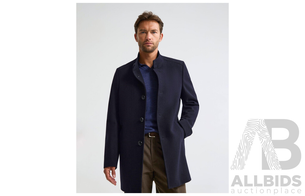 OXFORD Dunbar Wool Rich Winter Coat L Navy Blue