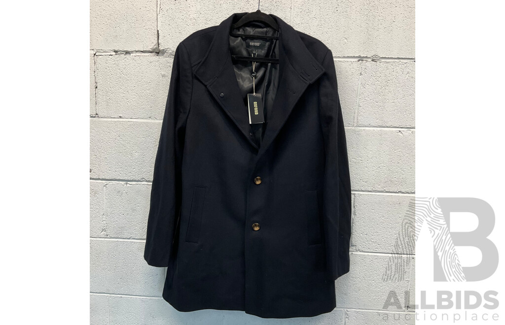 OXFORD Dunbar Wool Rich Winter Coat L Navy Blue