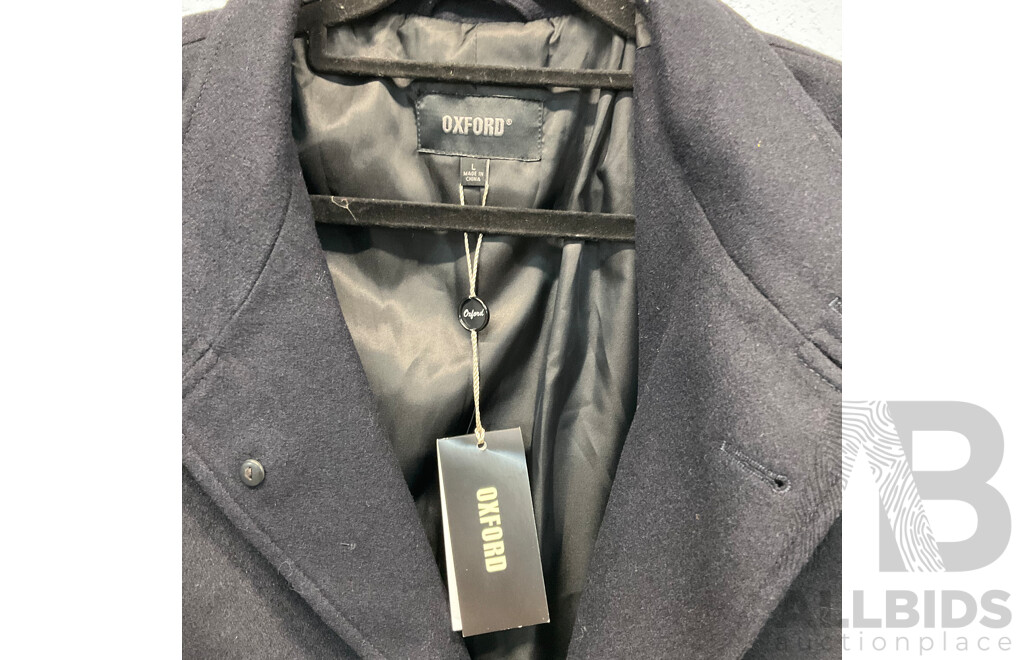 OXFORD Dunbar Wool Rich Winter Coat L Navy Blue