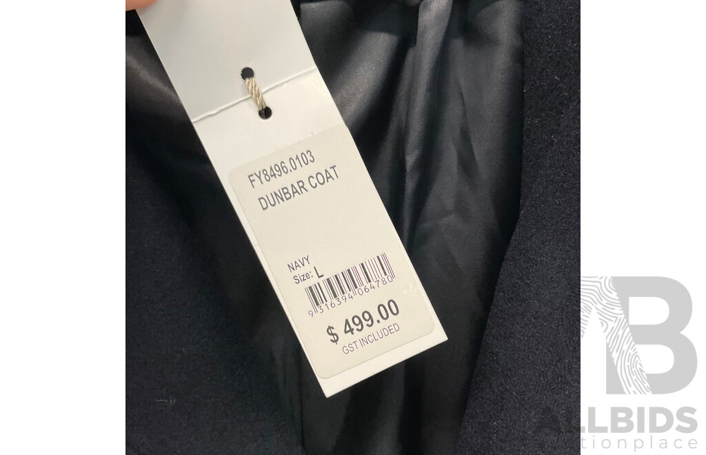 OXFORD Dunbar Wool Rich Winter Coat L Navy Blue