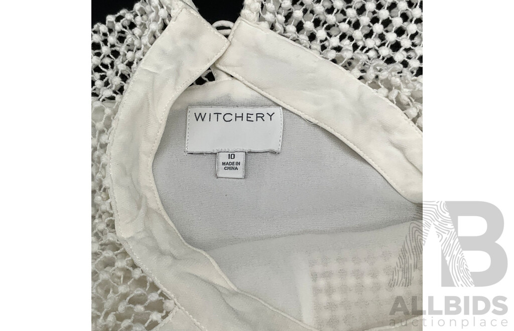 VERONIKA MAINE Black Dress and WITCHERY Long Sleeve White Dress - Lot of 2