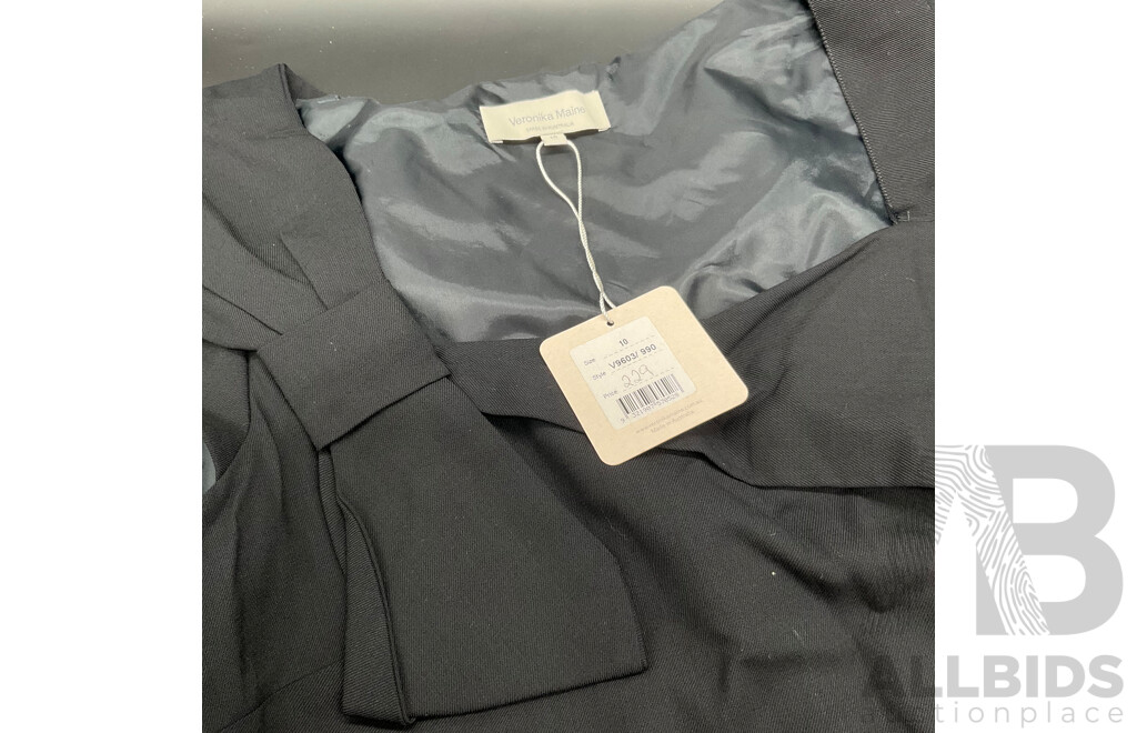 VERONIKA MAINE Black Dress and WITCHERY Long Sleeve White Dress - Lot of 2