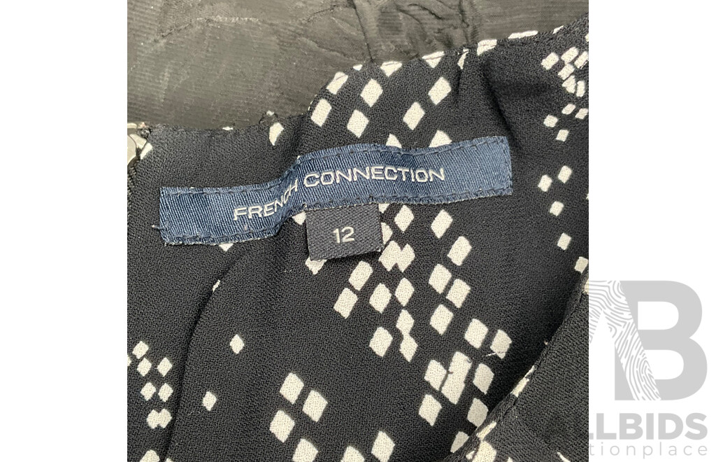JAYSON BRUNSDOM Black Label Black Floral Jacquard Dress, FRENCH CONNECTION Patern Dress and DECJUBA Denim Jeans - Lot of 3