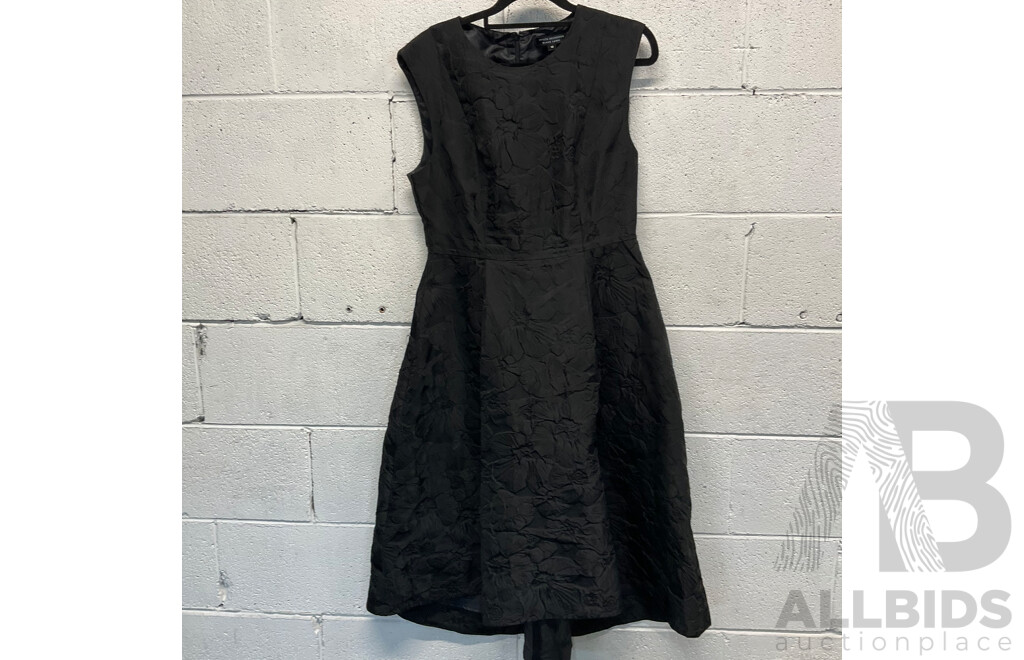 JAYSON BRUNSDOM Black Label Black Floral Jacquard Dress, FRENCH CONNECTION Patern Dress and DECJUBA Denim Jeans - Lot of 3